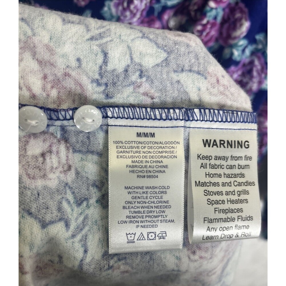Lanz of Salzburg Flannel Nightgown Blue Floral Print Size Medium NEW - Picture 9 of 11